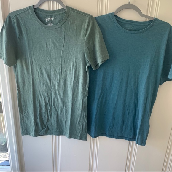 Bundle of 2 Teal & Green Crewneck Cotton T-Shirts